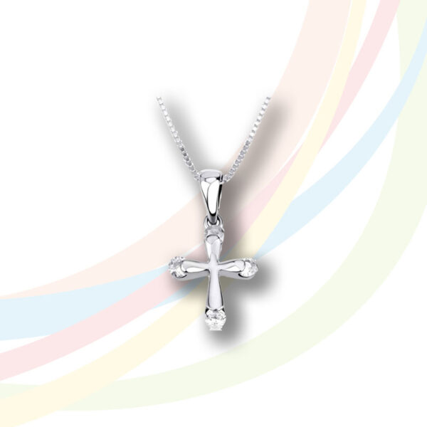 Marina Silver and Cubic Zirconia Cross Necklace