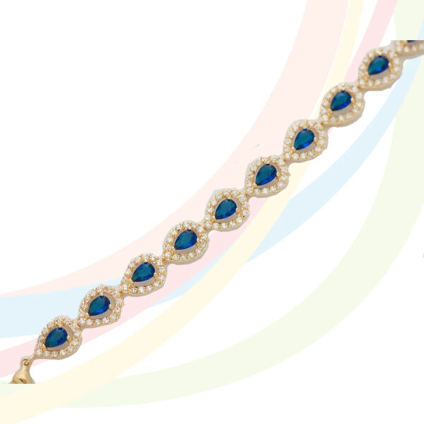 Marina Blue Sapphire Zirconia Gold Plated Bracelet