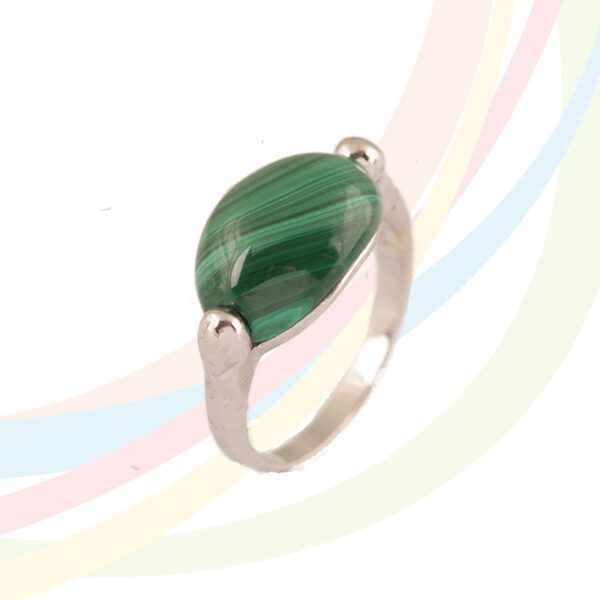 Marina Rhodium Plated Malachite Ring