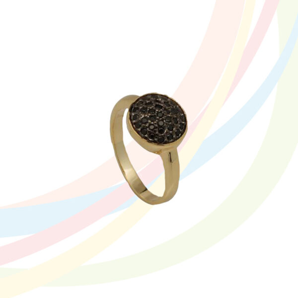 Marina Gold Plated Black Cubic Zirconia Ring