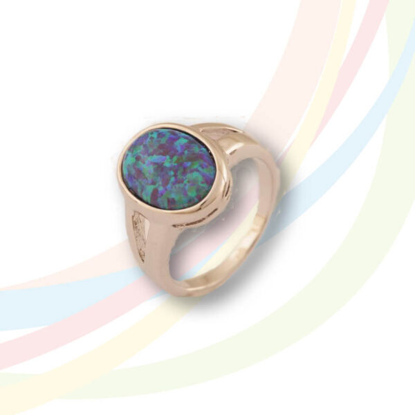 Marina Rhodium Plated Dark Blue Opal Ring