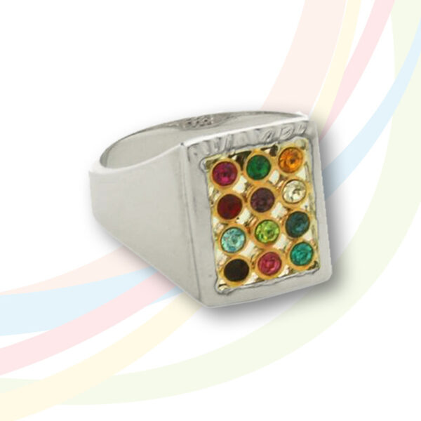 Marina Rhodium Plated Two Tone Ephod Ring with mix of stones