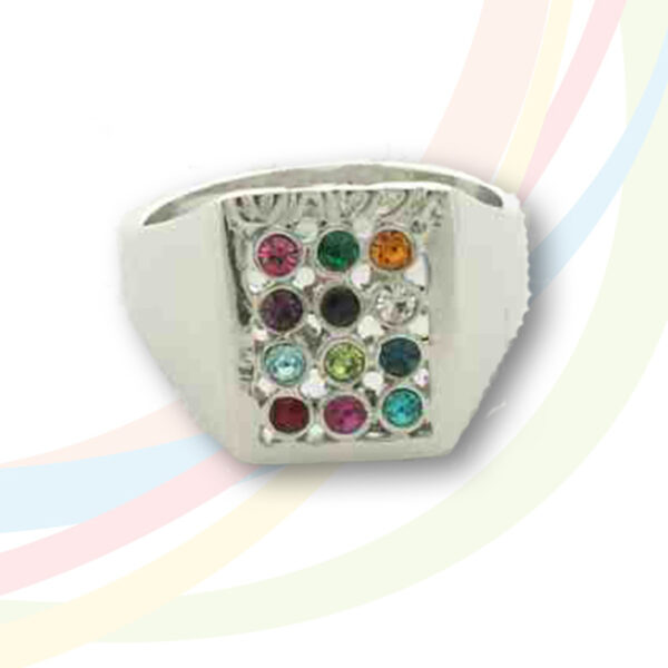 Marina Rhodium Plated Ephod Ring with mix of stones