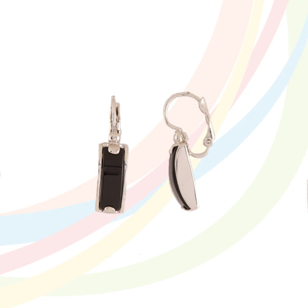 Marina Rhodium Plated Onyx Earrings