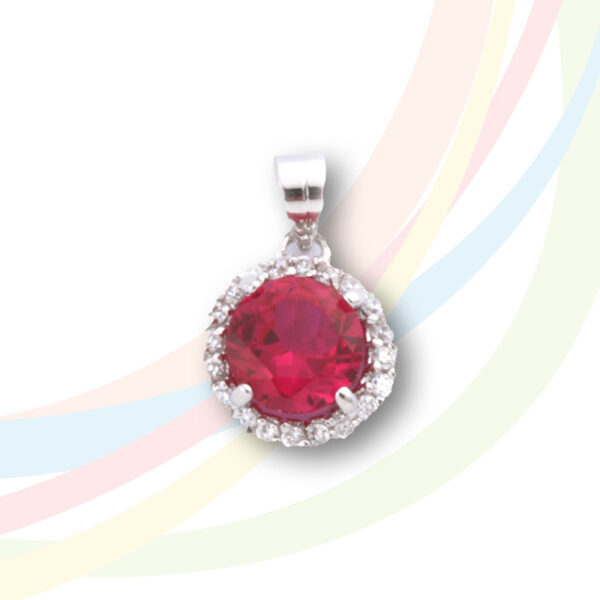 Marina Rhodium Plated Ruby and Cubic Zirconia Necklace