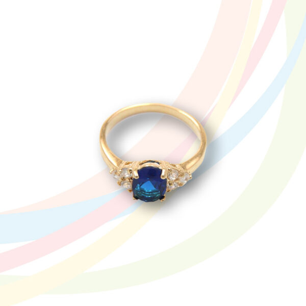 Marina Gold Plated Blue Sapphire and Cubic Zirconia Ring