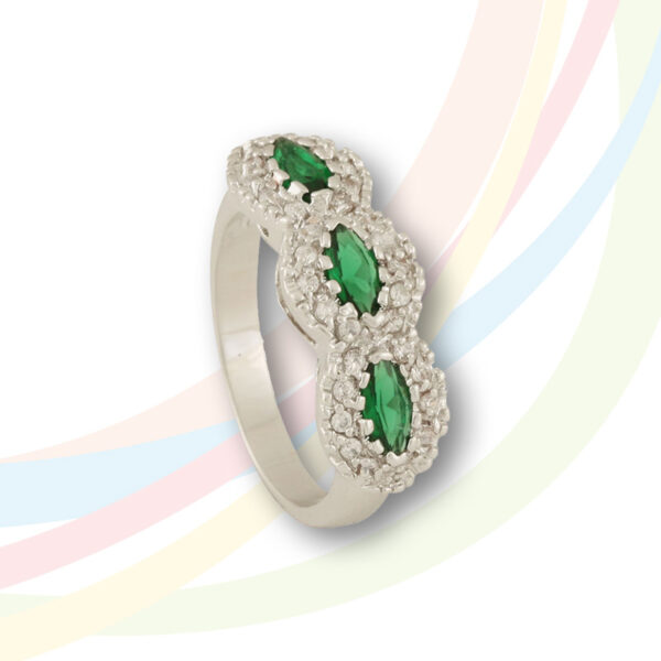 Marina Rhodium Plated Emerald and Cubic Zirconia Ring