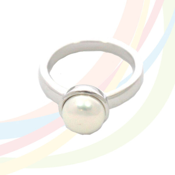 Marina Rhodium Plated Fresh Water Pearl Ring