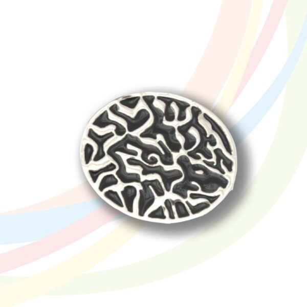 Marina Rhodium Plated and Black Enamel Shema Brooch