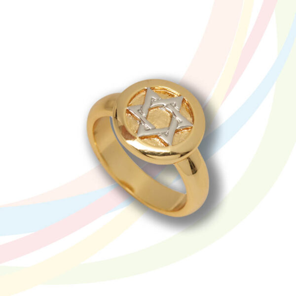 Marina Gold Plated Ring with Star of David in Titanium