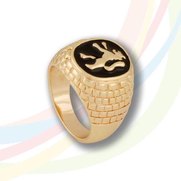 Marina Gold Plated Lion Ring with Black Background