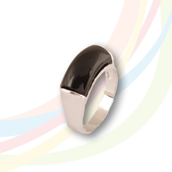 Marina Rhodium Plated Onyx Ring