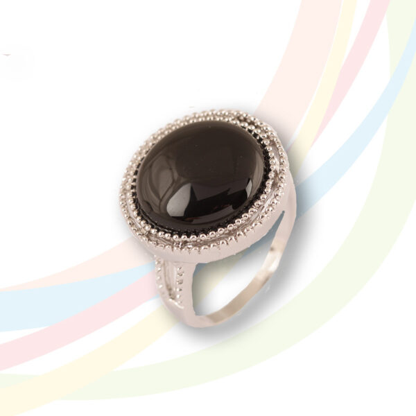 Marina Rhodium Plated Onyx Ring