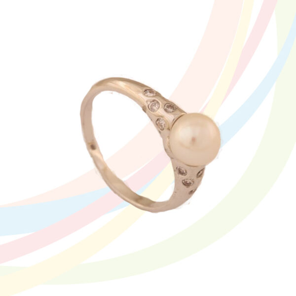 Marina Rhodium Plated Fresh Water Pearl and Cubic Zirconia Ring