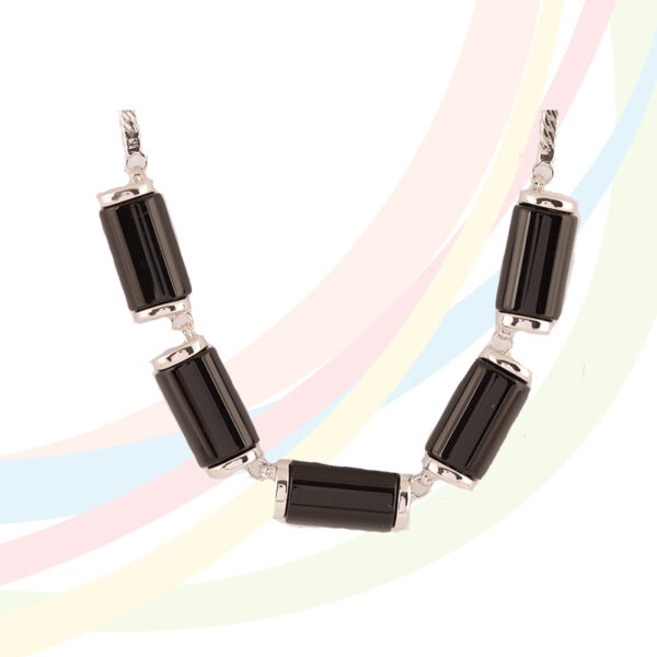 Marina Rhodium Plated Onyx Necklace