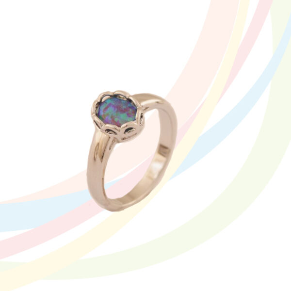 Marina Rhodium Plated Dark Blue Opal Ring