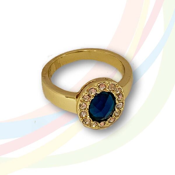 Marina Gold Plated Blue Sapphire and Cubic Zirconia Ring