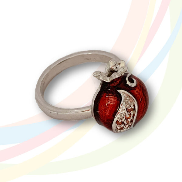 Marina Rhodium Plated and Garnet Pomegranate Ring