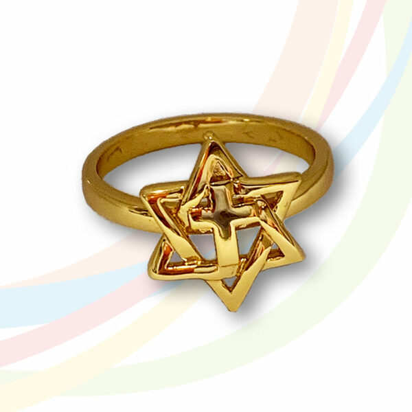 Marina Gold Plated Ring Star of David with Cross