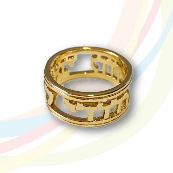 Marina Gold Plated Ani L'Dodi Cut Out 8mm Ring